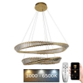 LED Димируем кристален полилей на връв LED/90W/230V 3000-6500K златист/хром + дистанционно управление