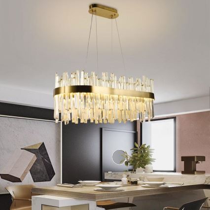 LED Димируем кристален полилей на връв LED/90W/230V 3000-6500K + дистанционно управление