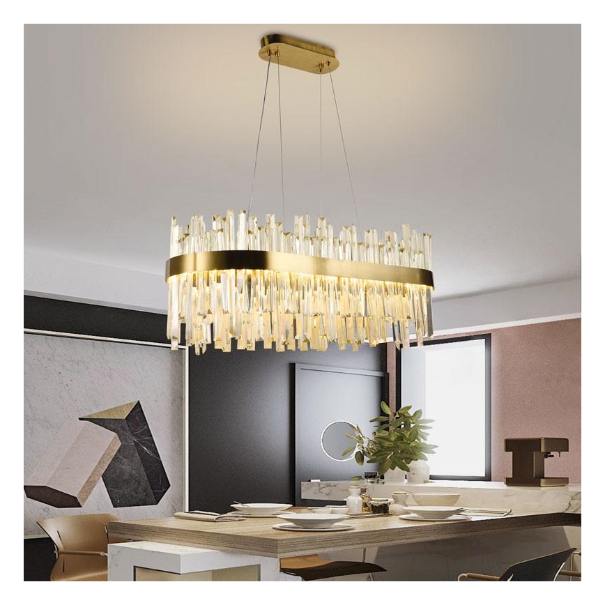 LED Димируем кристален полилей на връв LED/90W/230V 3000-6500K + дистанционно управление