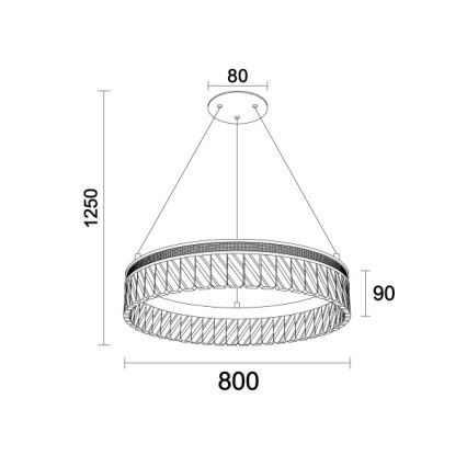 LED димируем кристален полилей на кабел THALIA LED/55W/230V 3000-6000K Ø 80 см + дистанционно управление