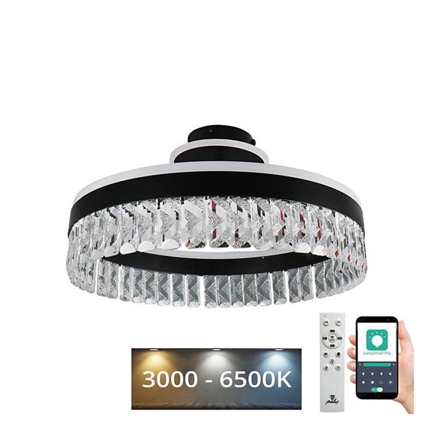 LED Димируем кристален полилей за повърхностен монтаж LED/75W/230V 3000-6500K черен + дистанционно управление