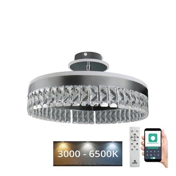 LED Димируем кристален полилей за повърхностен монтаж LED/75W/230V 3000-6500K матов хром + дистанционно управление