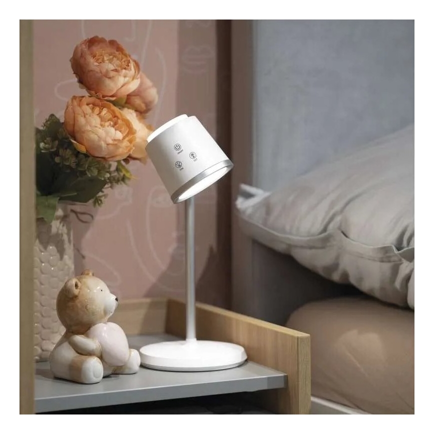LED Димируема акумулаторна настолна лампа 4в1 LED/6W/3,7V 3000K/4000K/6500K 1500mAh бял
