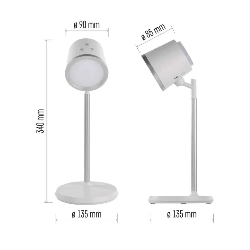 LED Димируема акумулаторна настолна лампа 4в1 LED/6W/3,7V 3000K/4000K/6500K 1500mAh бял