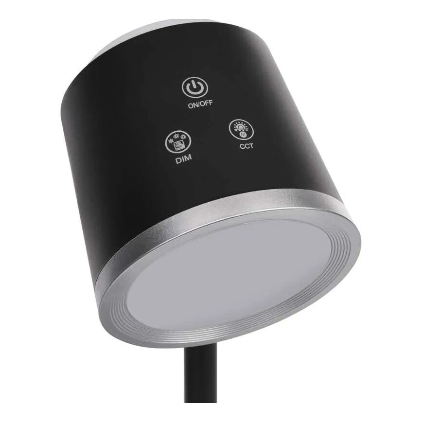 LED Димируема акумулаторна настолна лампа 4в1 LED/6W/3,7V 3000K/4000K/6500K 1500mAh черен