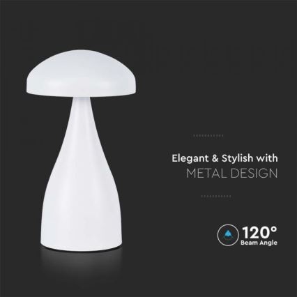 LED Димируема акумулаторна настолна touch лампа LED/1W/5V 3000-6000K 1800 mAh бял