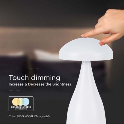 LED Димируема акумулаторна настолна touch лампа LED/1W/5V 3000-6000K 1800 mAh бял