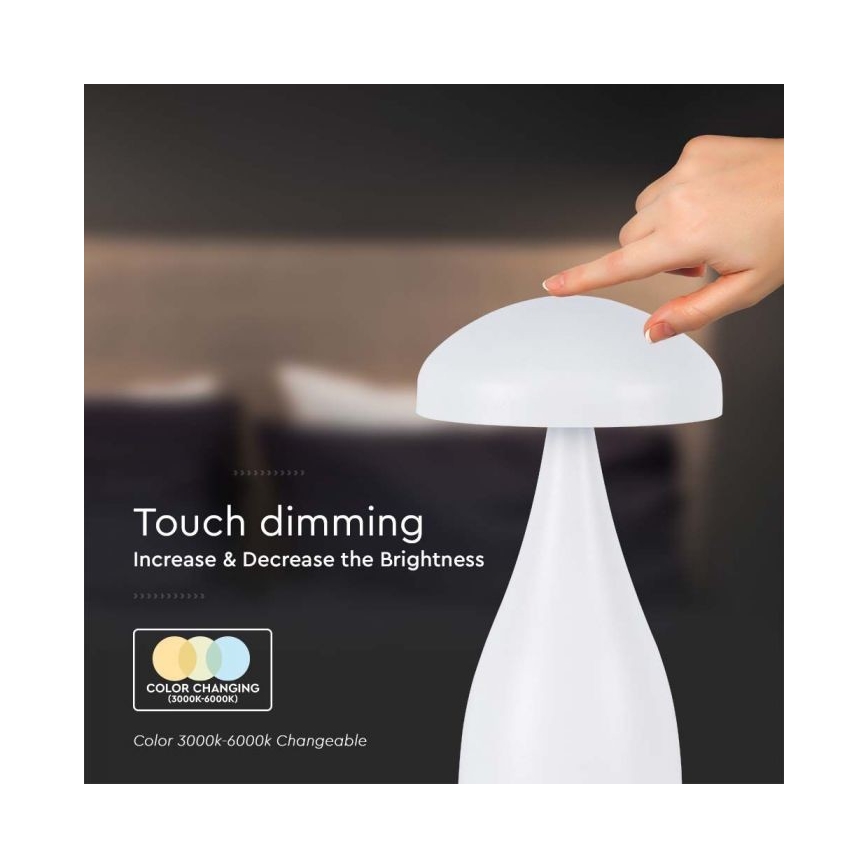 LED Димируема акумулаторна настолна touch лампа LED/1W/5V 3000-6000K 1800 mAh бял
