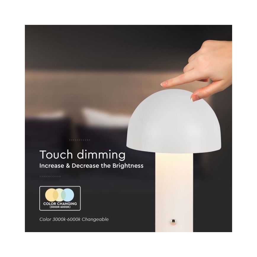 LED Димируема акумулаторна настолна touch лампа LED/1W/5V 3000-6000K 1800 mAh бял