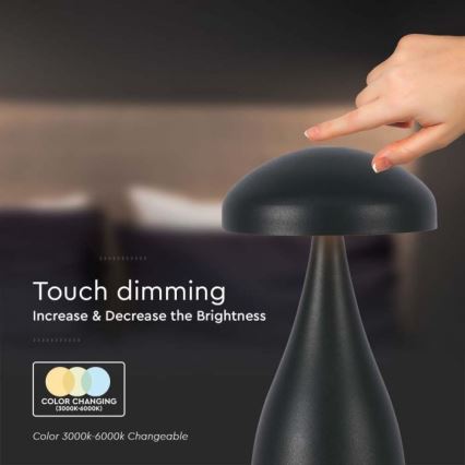 LED Димируема акумулаторна настолна touch лампа LED/1W/5V 3000-6000K 1800 mAh черен