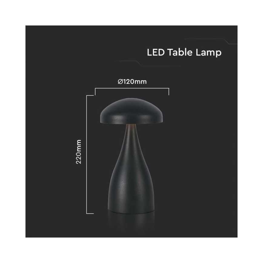 LED Димируема акумулаторна настолна touch лампа LED/1W/5V 3000-6000K 1800 mAh черен