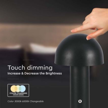 LED Димируема акумулаторна настолна touch лампа LED/1W/5V 3000-6000K 1800 mAh черен
