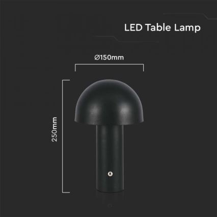 LED Димируема акумулаторна настолна touch лампа LED/1W/5V 3000-6000K 1800 mAh черен