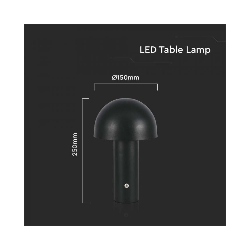 LED Димируема акумулаторна настолна touch лампа LED/1W/5V 3000-6000K 1800 mAh черен