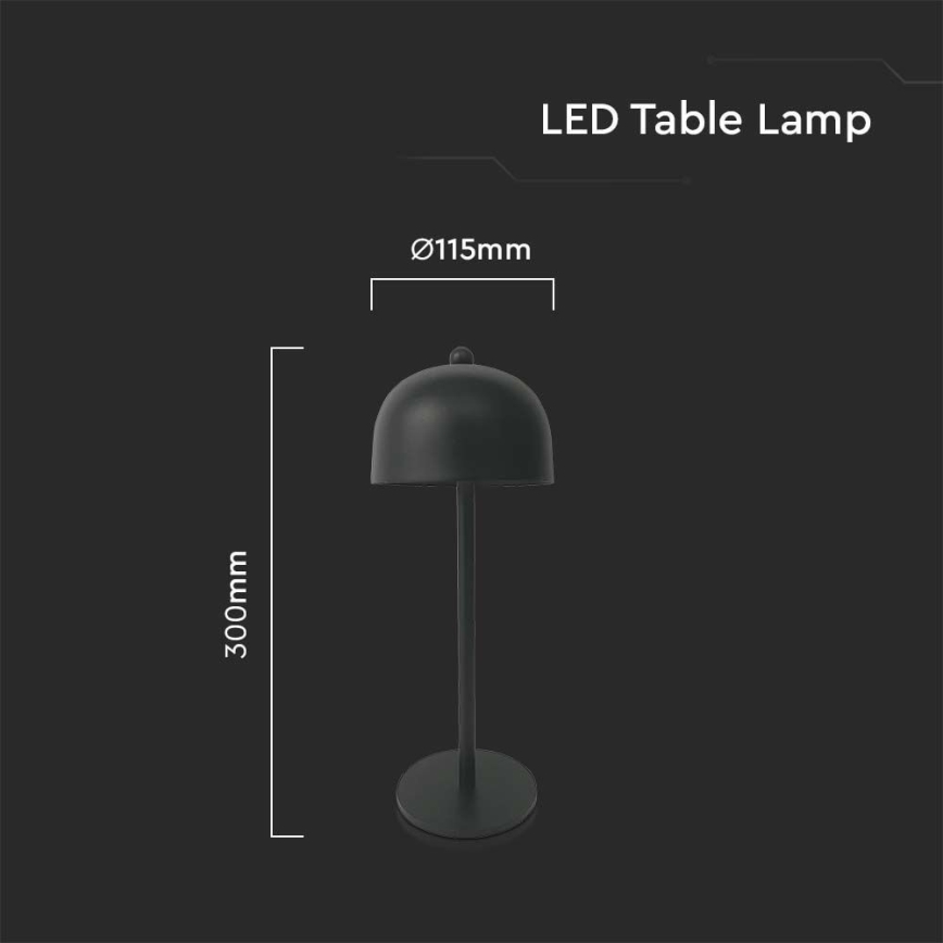 LED Димируема акумулаторна настолна touch лампа LED/1W/5V 3000-6000K 1800 mAh черен