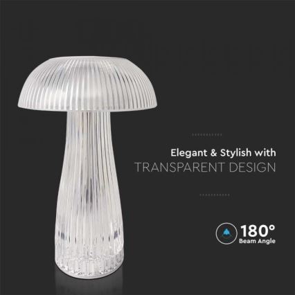 LED Димируема акумулаторна настолна touch лампа LED/1W/5V 3000-6000K 1800 mAh прозрачен