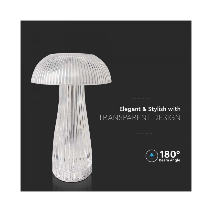 LED Димируема акумулаторна настолна touch лампа LED/1W/5V 3000-6000K 1800 mAh прозрачен
