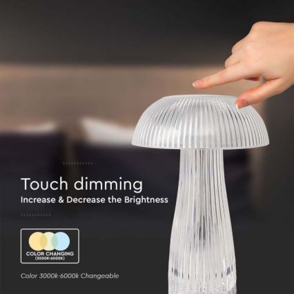 LED Димируема акумулаторна настолна touch лампа LED/1W/5V 3000-6000K 1800 mAh прозрачен