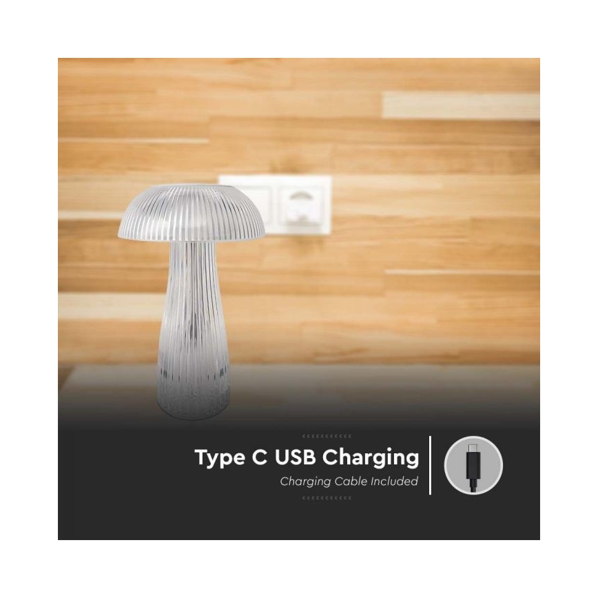 LED Димируема акумулаторна настолна touch лампа LED/1W/5V 3000-6000K 1800 mAh прозрачен
