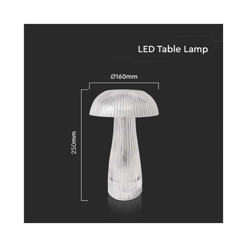 LED Димируема акумулаторна настолна touch лампа LED/1W/5V 3000-6000K 1800 mAh прозрачен