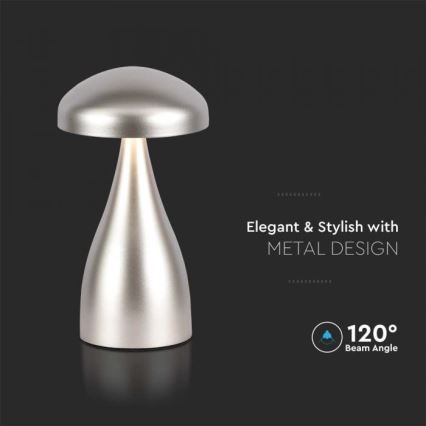 LED Димируема акумулаторна настолна touch лампа LED/1W/5V 3000-6000K 1800 mAh сребрист