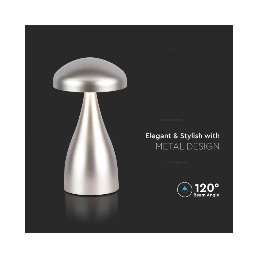 LED Димируема акумулаторна настолна touch лампа LED/1W/5V 3000-6000K 1800 mAh сребрист