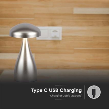 LED Димируема акумулаторна настолна touch лампа LED/1W/5V 3000-6000K 1800 mAh сребрист