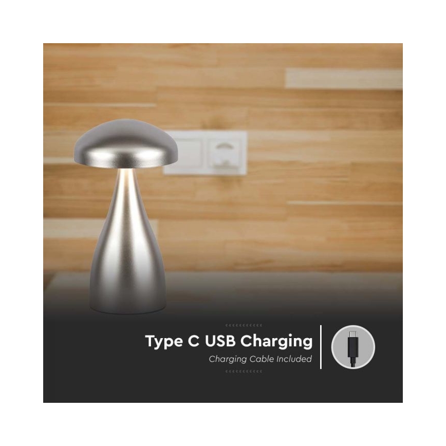 LED Димируема акумулаторна настолна touch лампа LED/1W/5V 3000-6000K 1800 mAh сребрист