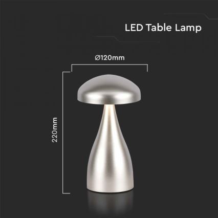 LED Димируема акумулаторна настолна touch лампа LED/1W/5V 3000-6000K 1800 mAh сребрист