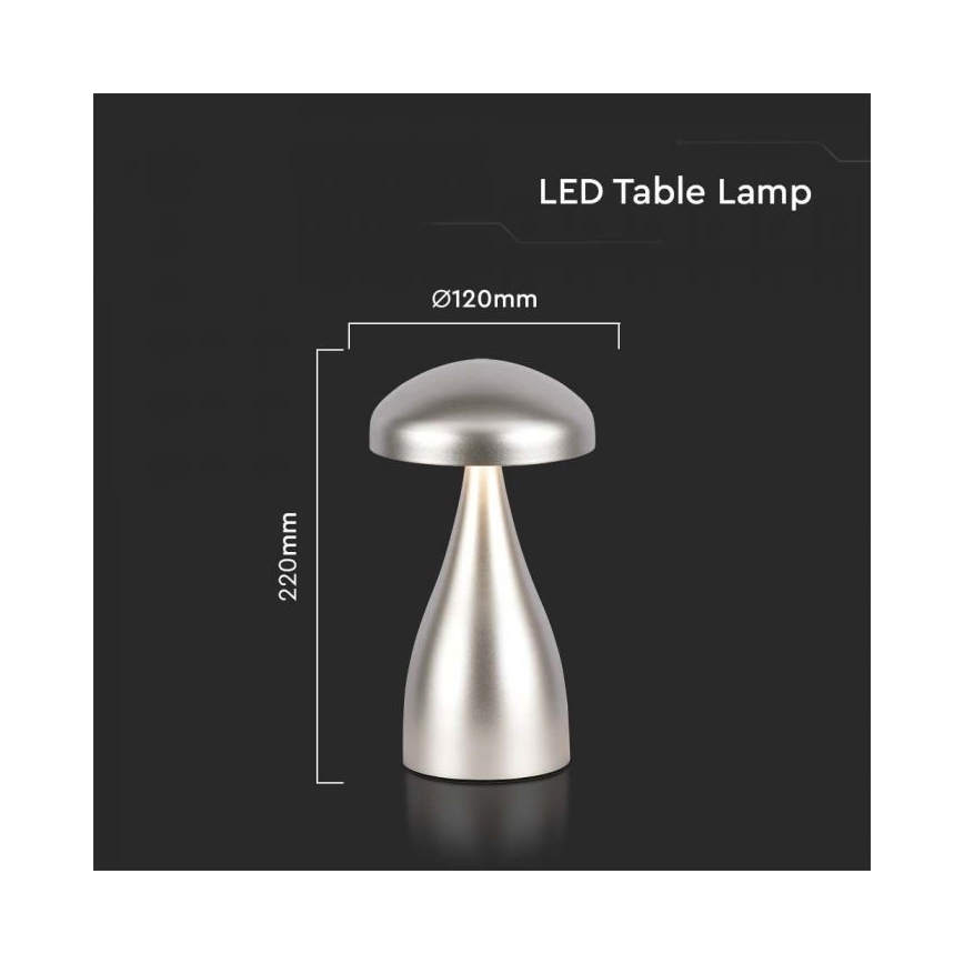 LED Димируема акумулаторна настолна touch лампа LED/1W/5V 3000-6000K 1800 mAh сребрист