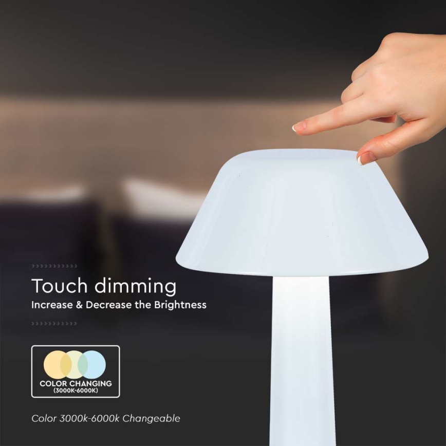 LED Димируема акумулаторна настолна touch лампа LED/1W/5V 3000-6000K 1800 mAh бял