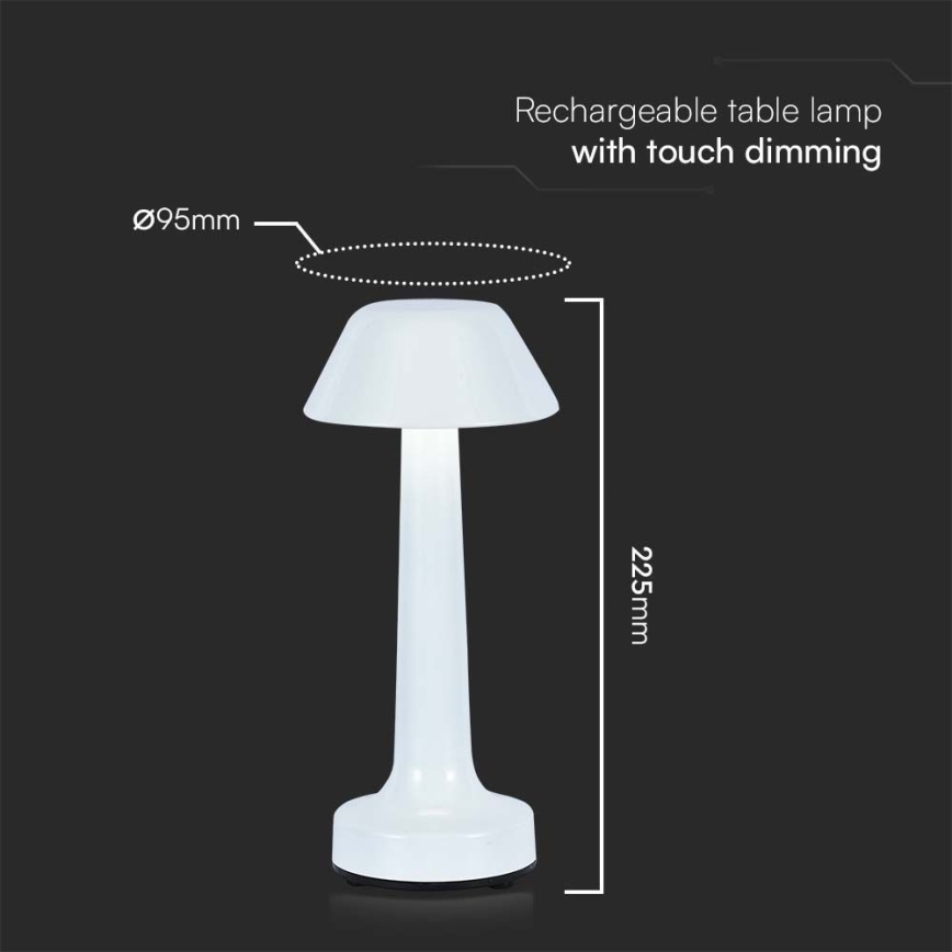 LED Димируема акумулаторна настолна touch лампа LED/1W/5V 3000-6000K 1800 mAh бял