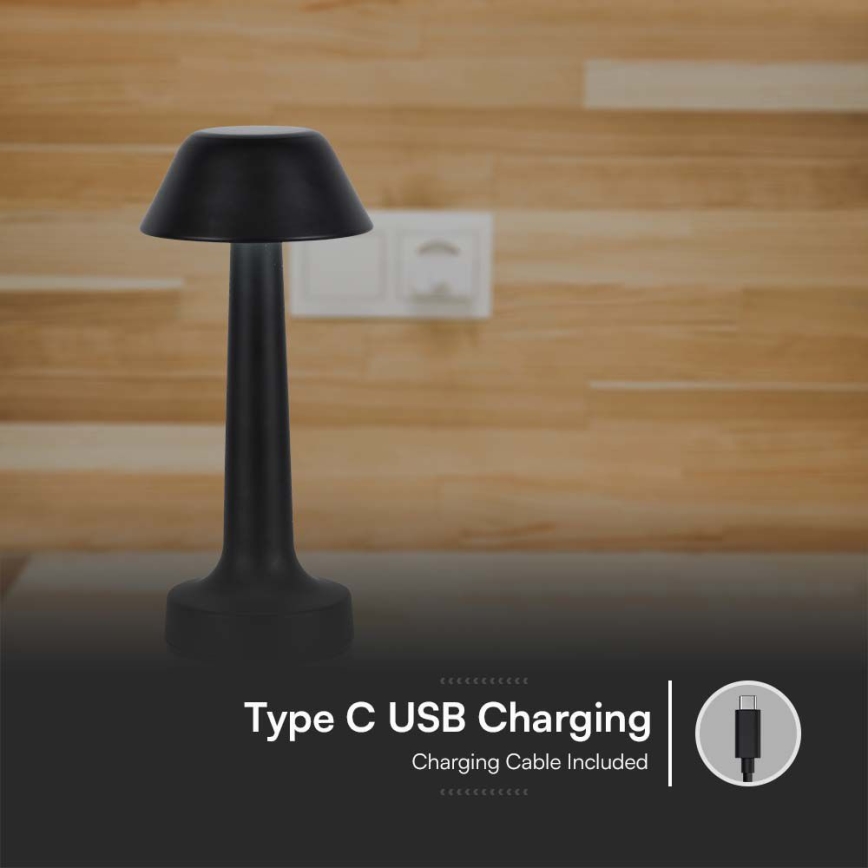 LED Димируема акумулаторна настолна touch лампа LED/1W/5V 3000-6000K 1800 mAh черен
