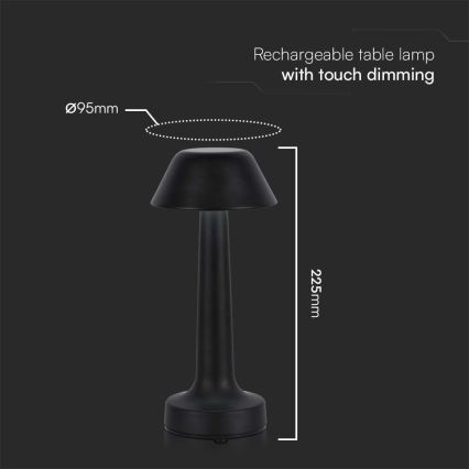 LED Димируема акумулаторна настолна touch лампа LED/1W/5V 3000-6000K 1800 mAh черен