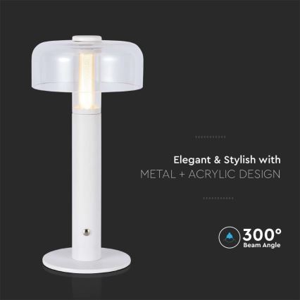 LED Димируема акумулаторна настолна touch лампа LED/1W/5V 3000K 1800 mAh бял