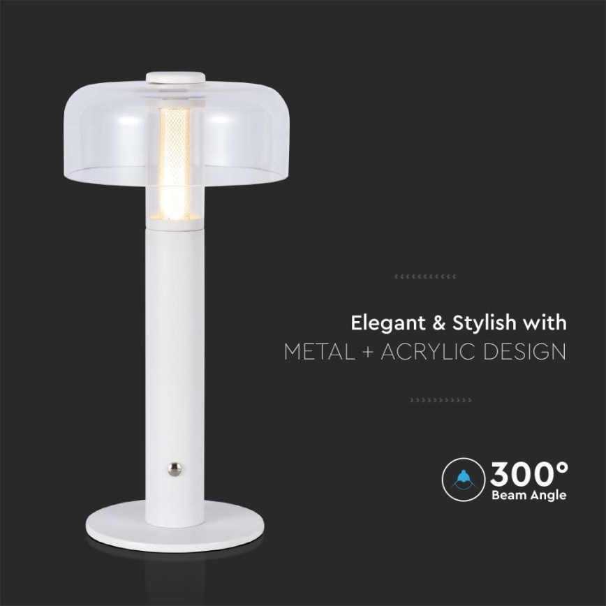 LED Димируема акумулаторна настолна touch лампа LED/1W/5V 3000K 1800 mAh бял
