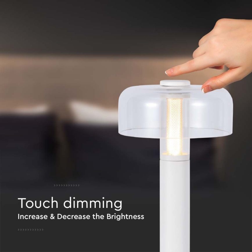 LED Димируема акумулаторна настолна touch лампа LED/1W/5V 3000K 1800 mAh бял