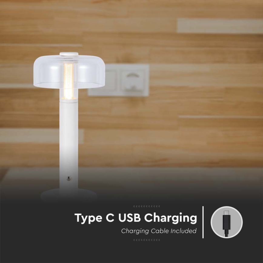 LED Димируема акумулаторна настолна touch лампа LED/1W/5V 3000K 1800 mAh бял
