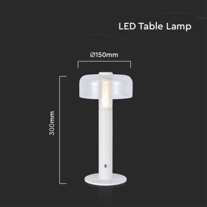 LED Димируема акумулаторна настолна touch лампа LED/1W/5V 3000K 1800 mAh бял