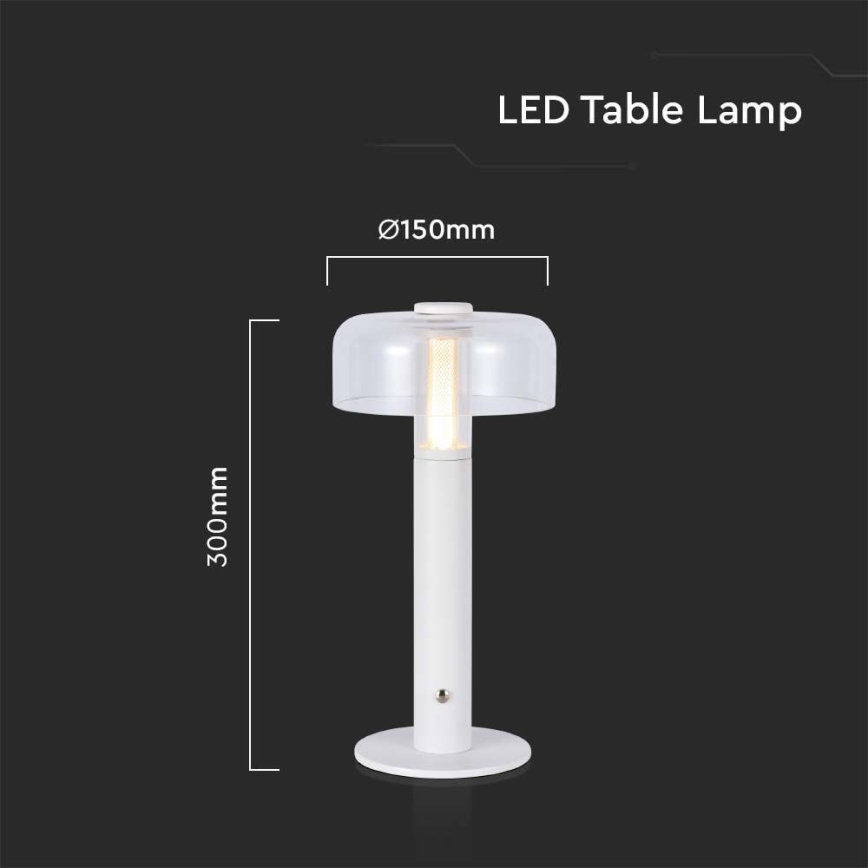 LED Димируема акумулаторна настолна touch лампа LED/1W/5V 3000K 1800 mAh бял