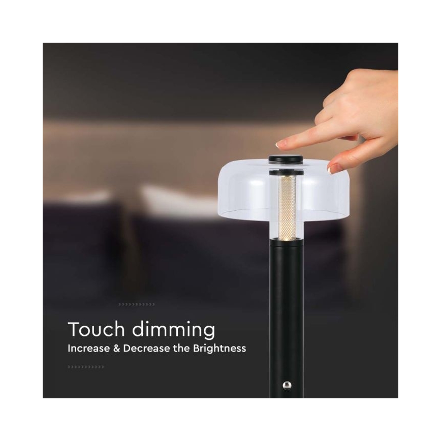 LED Димируема акумулаторна настолна touch лампа LED/1W/5V 3000K 1800 mAh черен