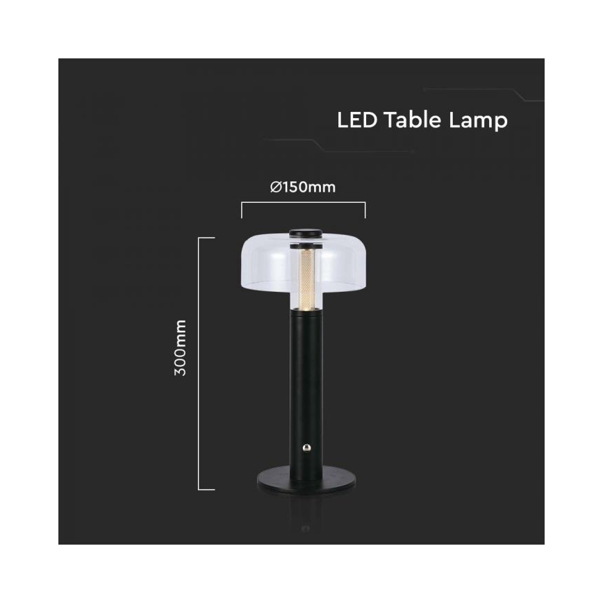 LED Димируема акумулаторна настолна touch лампа LED/1W/5V 3000K 1800 mAh черен