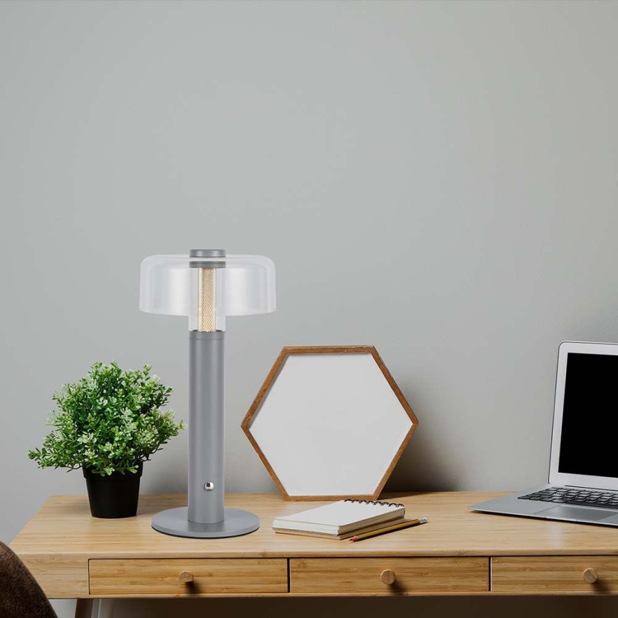 LED Димируема акумулаторна настолна touch лампа LED/1W/5V 3000K 1800 mAh сив