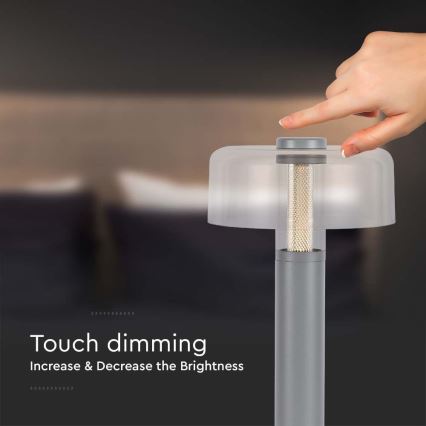 LED Димируема акумулаторна настолна touch лампа LED/1W/5V 3000K 1800 mAh сив