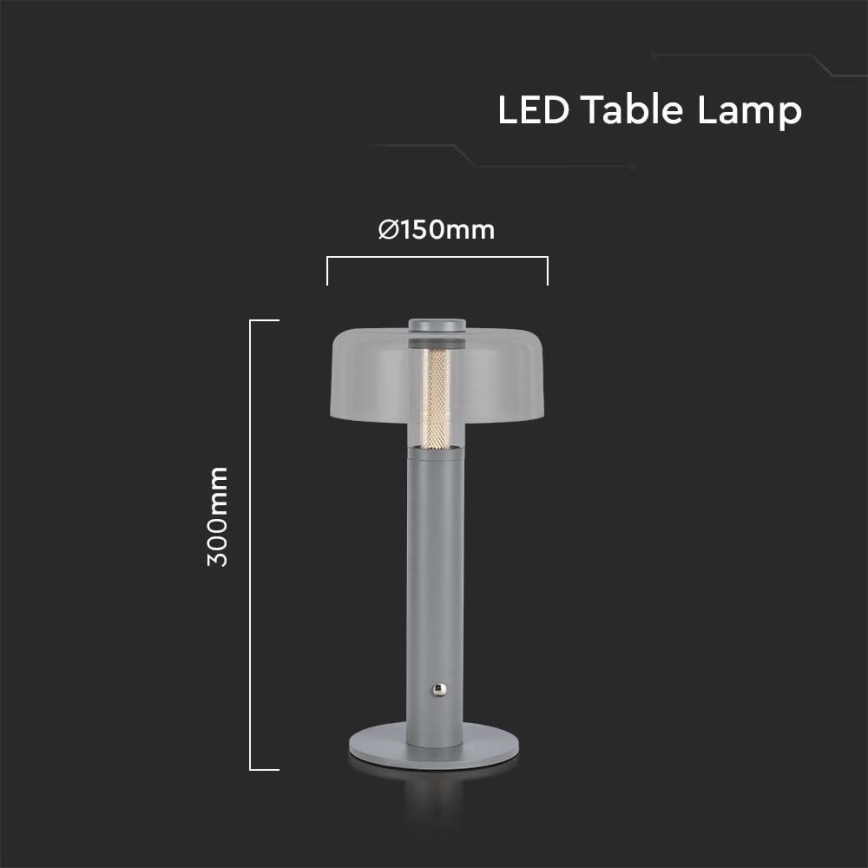 LED Димируема акумулаторна настолна touch лампа LED/1W/5V 3000K 1800 mAh сив