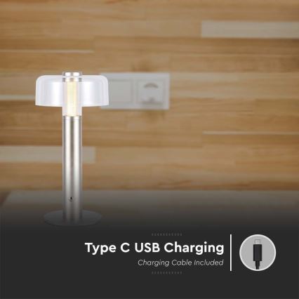 LED Димируема акумулаторна настолна touch лампа LED/1W/5V 3000K 1800 mAh златист