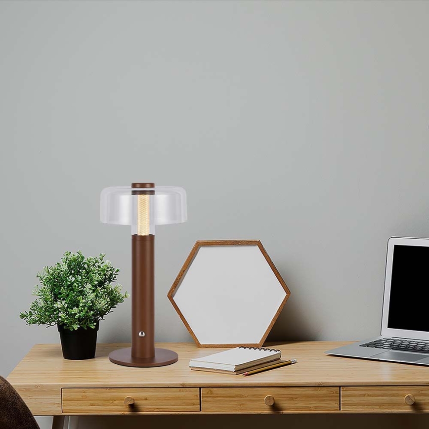 LED Димируема акумулаторна настолна touch лампа LED/1W/5V 3000K 1800 mAh кафяв
