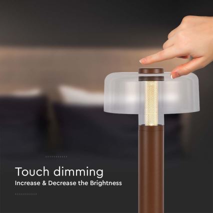 LED Димируема акумулаторна настолна touch лампа LED/1W/5V 3000K 1800 mAh кафяв