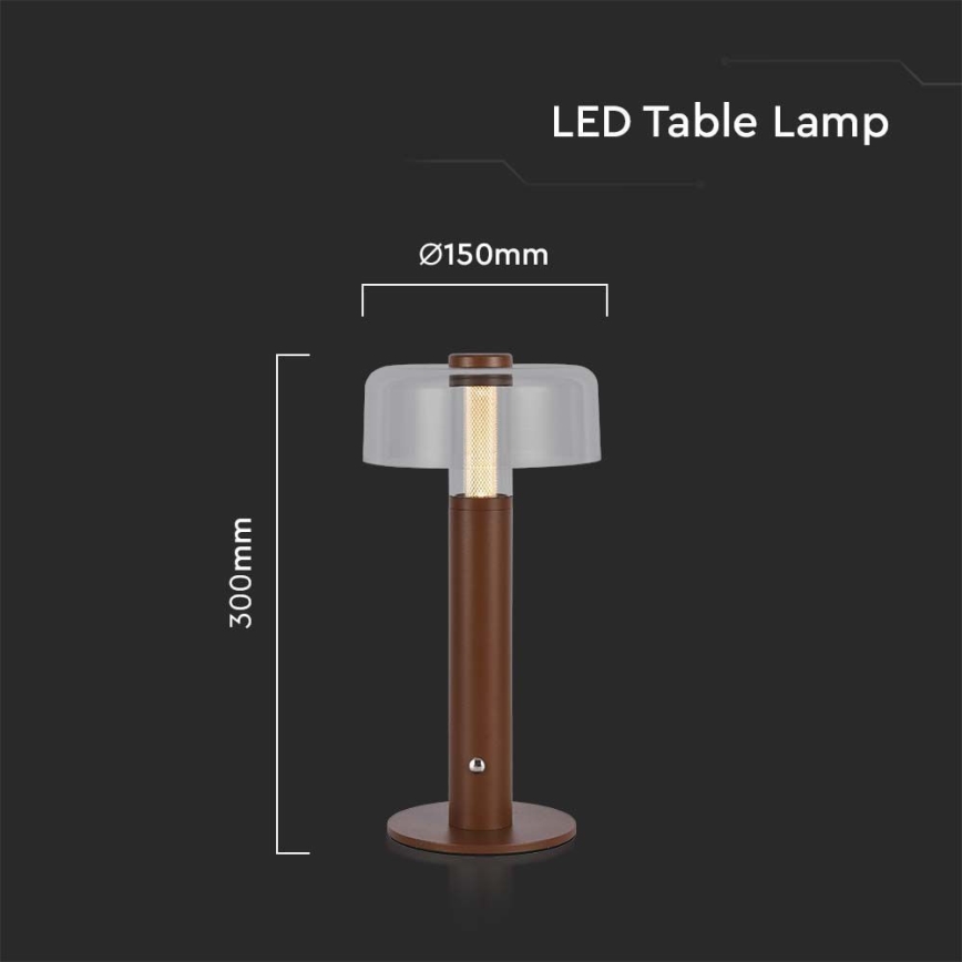 LED Димируема акумулаторна настолна touch лампа LED/1W/5V 3000K 1800 mAh кафяв