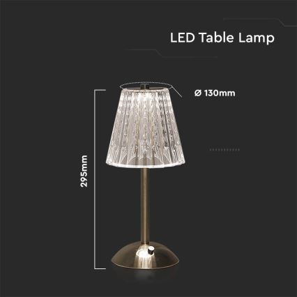 LED Димируема акумулаторна настолна touch лампа LED/2,4W/5V 3000-6000K 1800 mAh лъскав хром